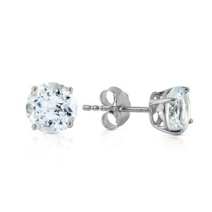 GOLD STUD EARRINGS WITH NATURAL AQUAMARINES